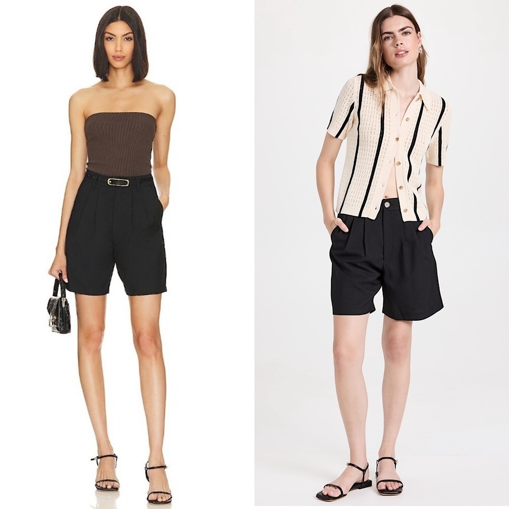NWT ANINE BING Virgin Wool Pleated High Rise Relaxed Fit Carrie Tailored Short 0